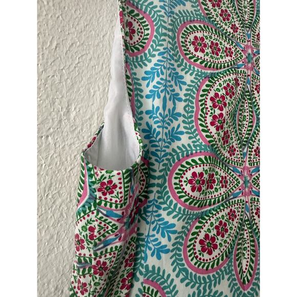 London Style Collection Size 10 Sleeveless Knee Length Blue Pink Dress Sheath - Picture 4 of 8